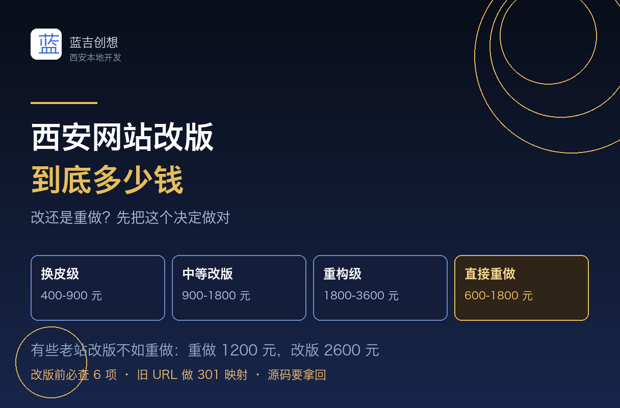 西安网站改版多少钱？2026年真实报价